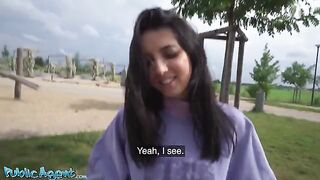 Slim and sexy Italian college girl agreed to fuck outdoors for cash