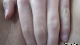 A girl with big boobs rubs her wet pussy and fucks a dildo in POV style