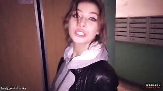 The guy cums in the panties of passers-by on the street