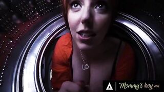 A stepmom got stuck in the washing machine, so her stepson took advantage