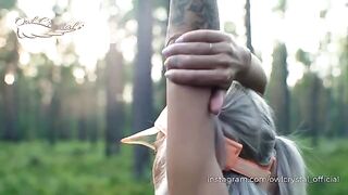 A hot blondie girl got lost in the woods and showed her boobs to a neighbor