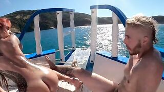 Public sex on the boat with a voyeur watching, just like in those daring outdoor compilations