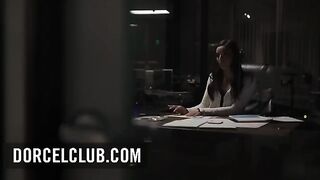 Petite Emily Willis works extra hours with her boss in a steamy office scene