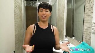 Hot Latina mom Korin fucked in her ass by two guys in a rough session
