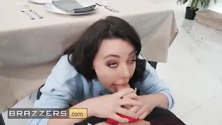 Whitney Wright sneaks under the table for cock sucking action