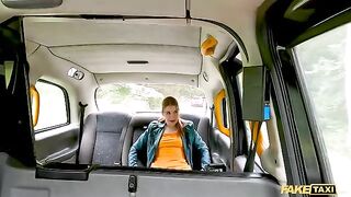 Redhead slut Kiara Love squirts cock in Fake Taxi ride
