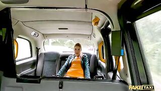 Redhead slut Kiara Love squirts cock in Fake Taxi ride