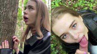 Public forest sex with a daring young woman from California