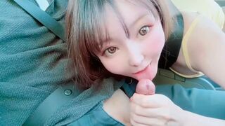 A juicy girl has sex in the car and gets a creampie