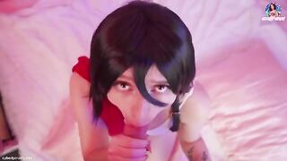 Mikasa Ackerman rides a big dick and receives a cumshot