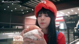 Exhibitionist teen Princess Peach gets fucked in public by Mario
