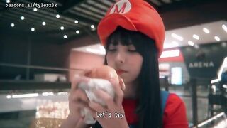 Exhibitionist teen Princess Peach gets fucked in public by Mario
