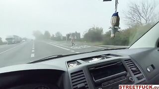 Flagging cars for sex with blonde Canadian Sky Pierce in the street