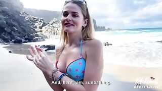 I fucked a girl with a luxurious ass on the sandy coast of the sea