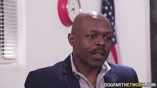 Two black men fucked cute blonde Heather Honey with their huge cocks