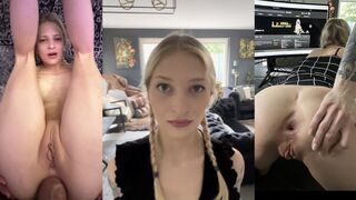 Young teen gets her asshole gapped and filled with cum in this hot compilation