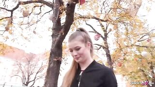 Public casting with petite teen Olivia Sparkle for a big cock