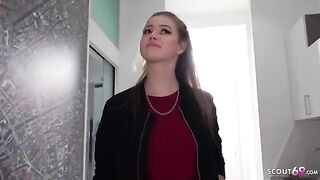 Public casting with petite teen Olivia Sparkle for a big cock