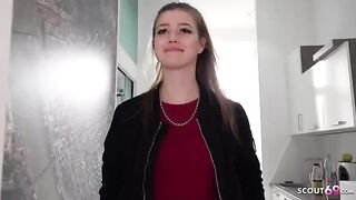 Public casting with petite teen Olivia Sparkle for a big cock