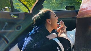 First public sex in a car with a stunning brunette, Eva Soda