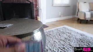 Gina Valentina gets her perky tits rubbed by her stepbrother in a steamy lap dance