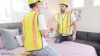 Skinny Asian beauty thanks movers with her wet pussy
