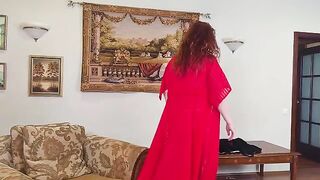A curvy redhead mom offered her stepson her big ass for anal fun