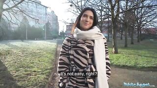 Public pick up with a gorgeous European brunette biology student