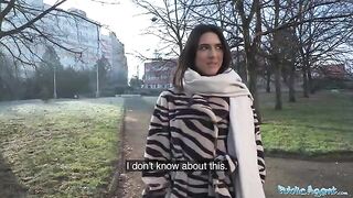 Public pick up with a gorgeous European brunette biology student