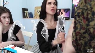 A labor teacher fucked two students in class, a steamy scene