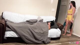 A guy came home and caught his wife with her friend in a compromising situation