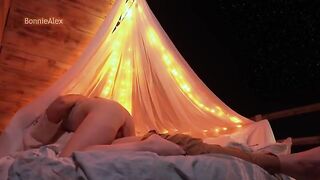A romantic sex session outdoors with a long foreplay and simultaneous orgasm