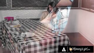 MILF seduces stepdaughter Chloe Surreal for a steamy classroom encounter