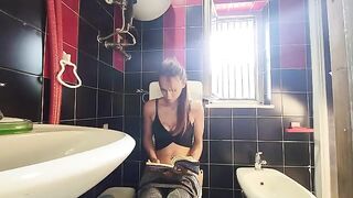 My dirty friend kicked me in the bathroom