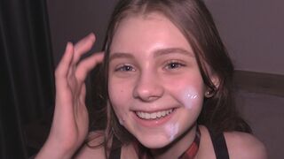 College girl is used as a cum dumpster in this video