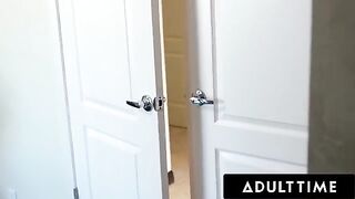 The hot MILF Alexis Fawx spies on her young neighbor Carter Cruise and seduces her