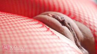 Honey loves when her pussy is caressed close up. It's a turn-on