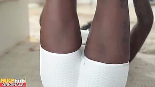 Black MILF yoga teacher squirts on her client’s cock