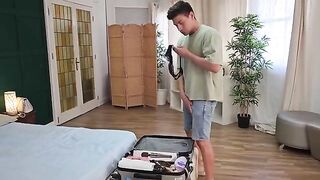 I caught my foreign friend jerking off in my panties