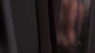 A sexy girl took a bath and her neighbor peeked in, clearly excited