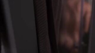 A sexy girl took a bath and her neighbor peeked in, clearly excited
