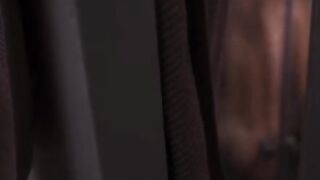 A sexy girl took a bath and her neighbor peeked in, clearly excited
