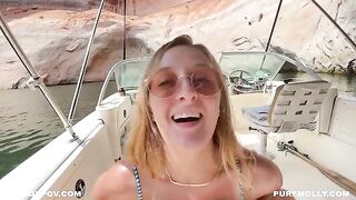 Amateur couple fucked on a boat in a risky spot Molly Pills style