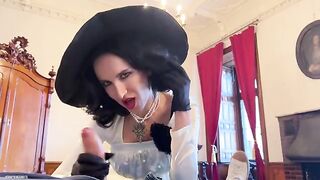 Tall and busty Lady Dimitrescu gets fucked and sucked in this cosplay scene