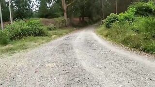 A beautiful brunette woman was fucked by her new friend in the forest