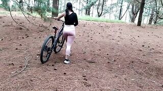A beautiful brunette woman was fucked by her new friend in the forest
