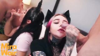 Two kitties get cum in ass in Anna Batman’s scene