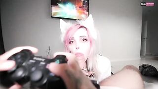 A cute girl fucks with her stepbrother while he plays Genshin Impact