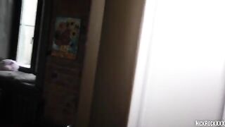 A young guy has sex with his pretty brunette teen neighbor with big tits