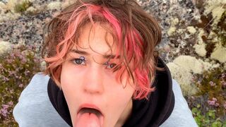 A hot girl has sex directly on the stones in nature, it’s a great view!